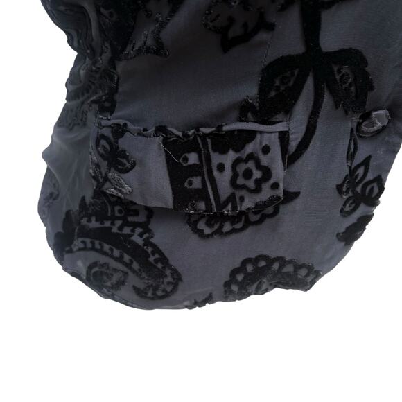 ECI Top Sz 8 Black Silk Velvet Burnout Jacket Floral 2 Button Y2K Whimsigoth - Picture 8 of 14